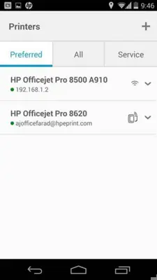 HP ePrint android App screenshot 2