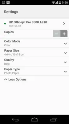 HP ePrint android App screenshot 3